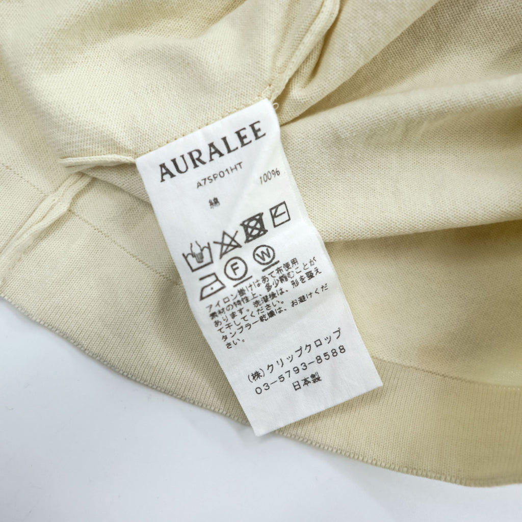 AURALEE 日本製 コットンニット SUPER HARD TWIST KNIT P/O ロングスリーブ カットソー M ホワイト A7SP01HT
