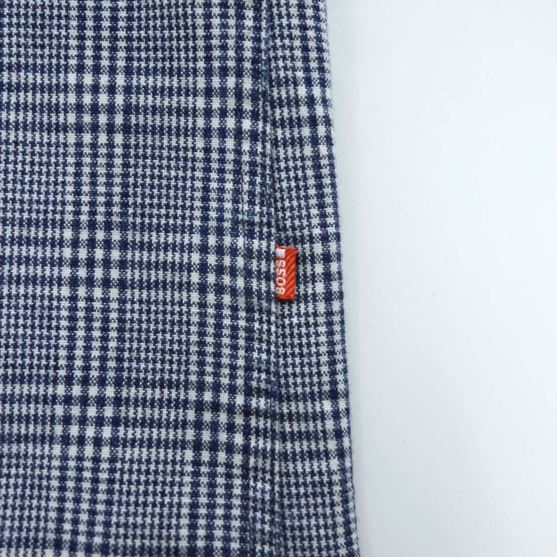 HUGO BOSS 長袖チェックシャツ XL ブルー 日本製生地 コンビ 切替 グレンチェック