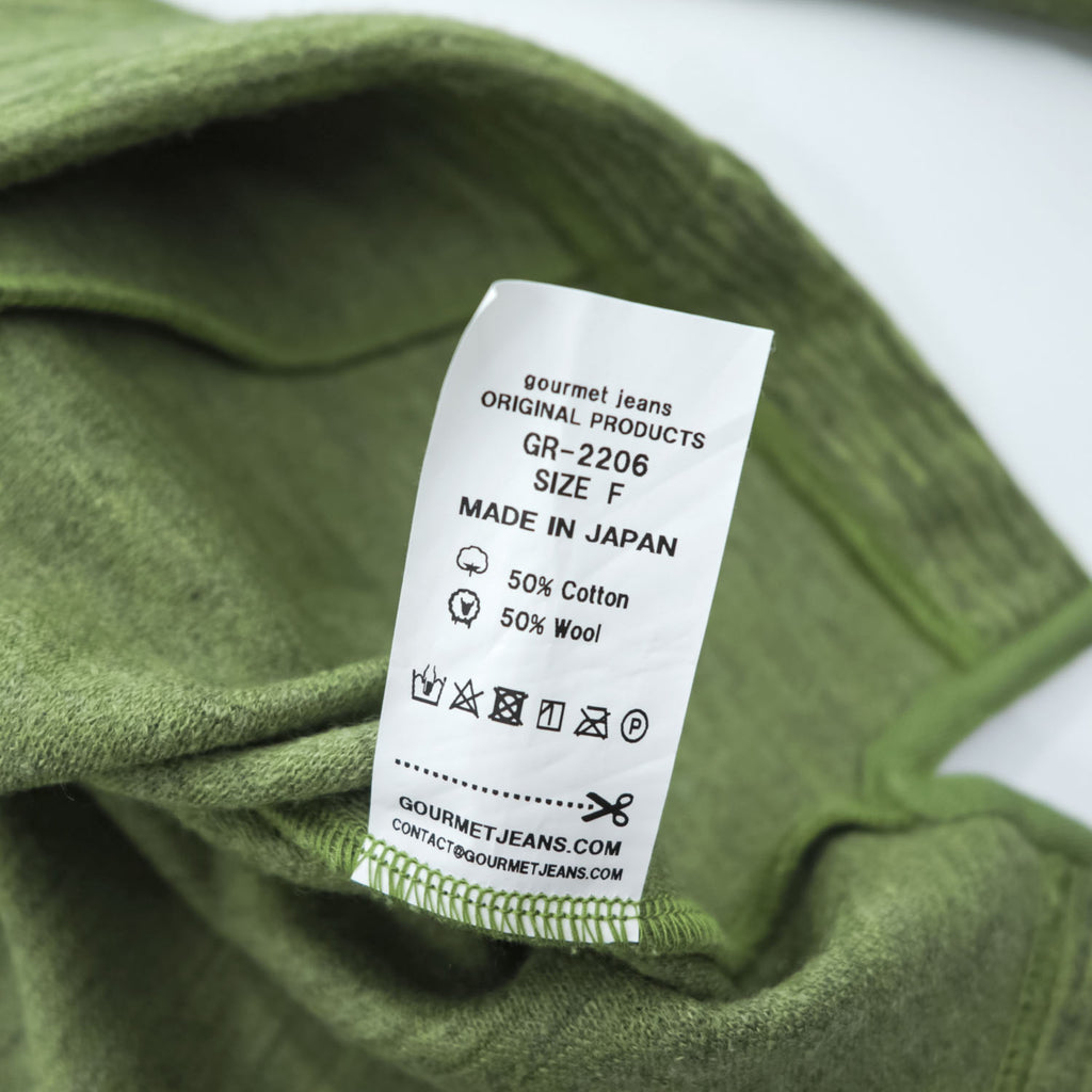 gourmet jeans 日本製 プルオーバー ロングパーカー FREE グリーン LONG PARKA ビッグシルエット GR-2206 カンガルーポケット