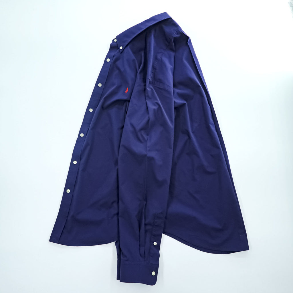 Ralph Lauren 長袖 ボタンダウンシャツ XL ネイビー SLIM FIT PERFORMANCE スモールポニー ロゴ 刺繍 ドライ