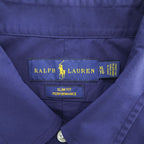 Ralph Lauren 長袖 ボタンダウンシャツ XL ネイビー SLIM FIT PERFORMANCE スモールポニー ロゴ 刺繍 ドライ