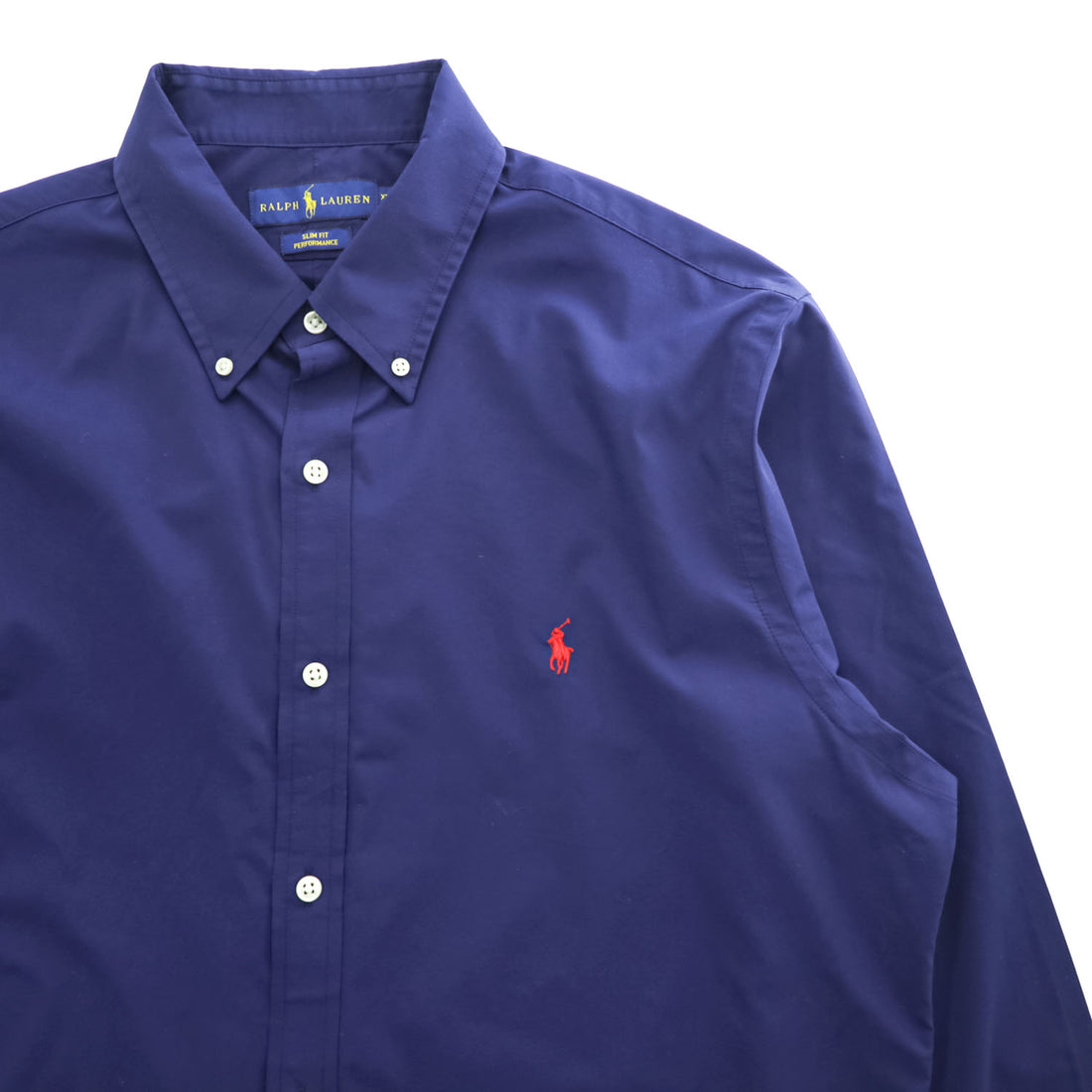 Ralph Lauren 長袖 ボタンダウンシャツ XL ネイビー SLIM FIT PERFORMANCE スモールポニー ロゴ 刺繍 ドライ