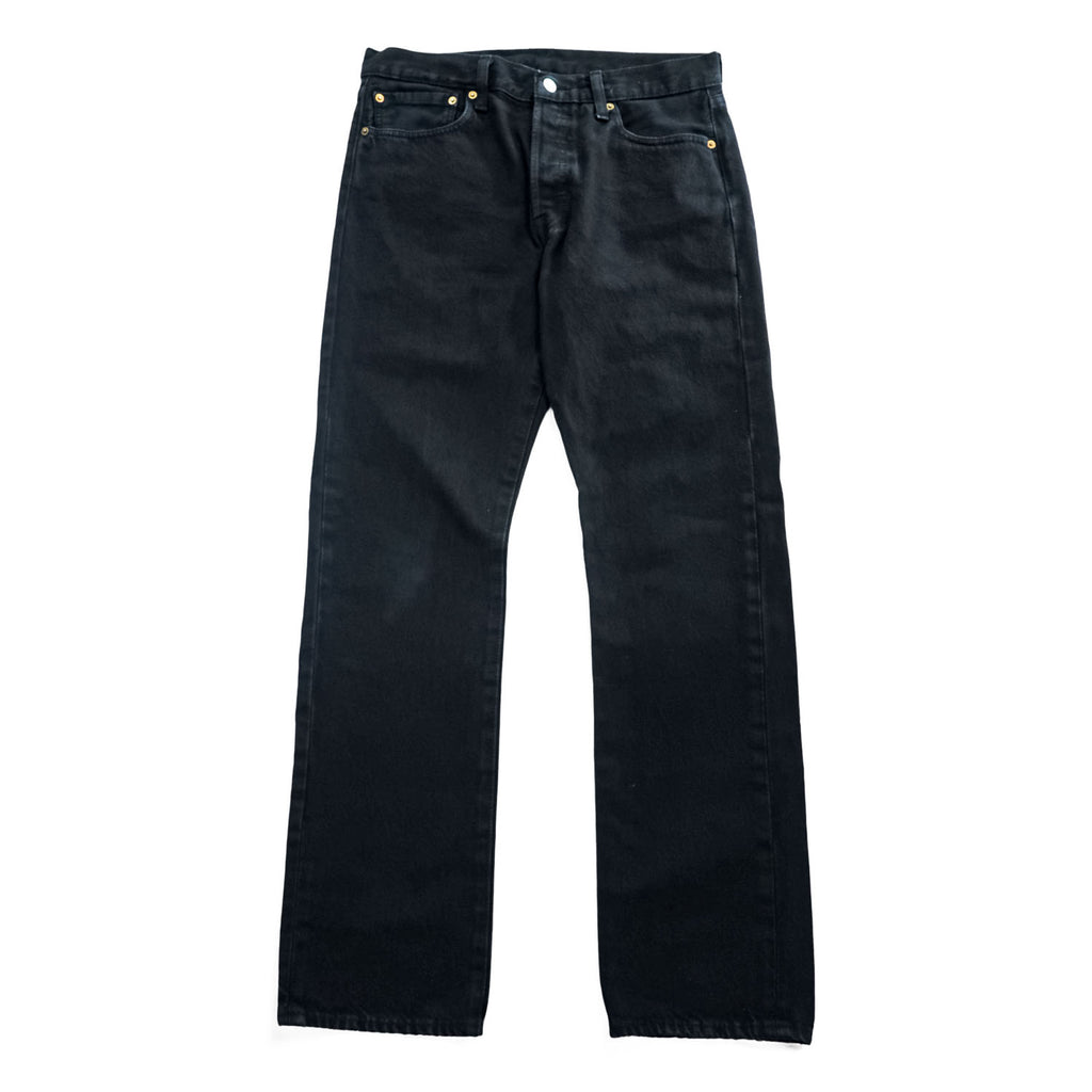Levi Strauss Big E 501 Denim Pants Jeans 32 x 32 Black Leather Patch Button Fly 00501-0165