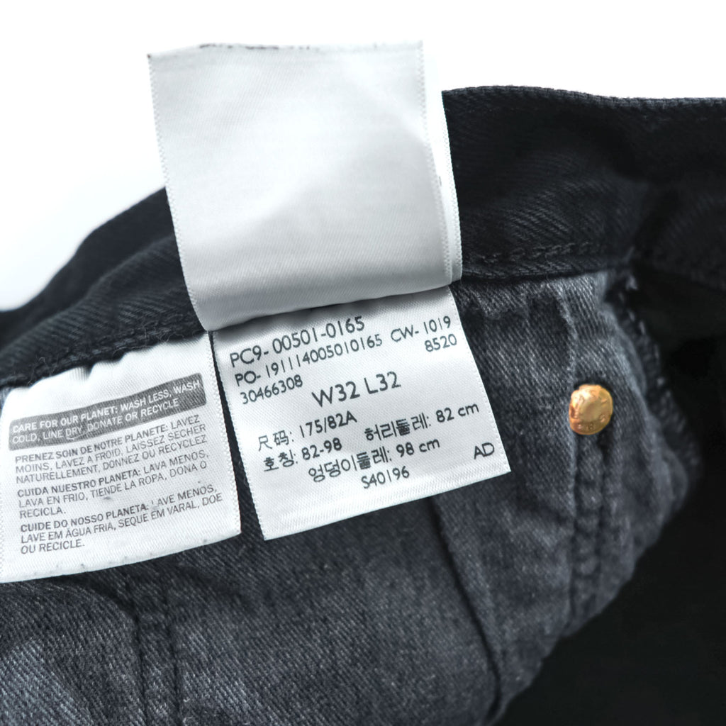 Levi Strauss Big E 501 Denim Pants Jeans 32 x 32 Black Leather Patch Button Fly 00501-0165