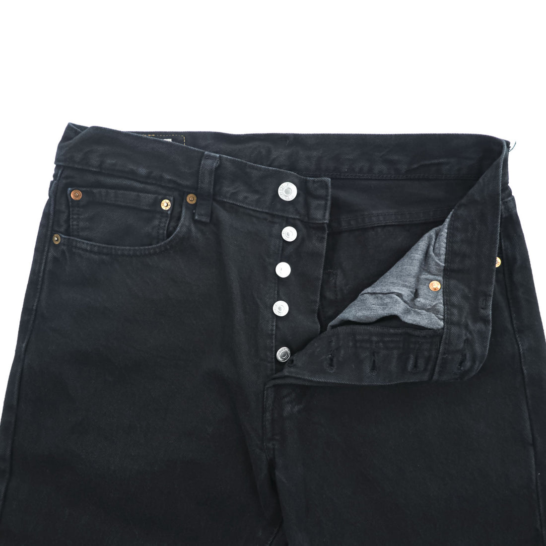 Levi Strauss Big E 501 Denim Pants Jeans 32 x 32 Black Leather Patch Button Fly 00501-0165