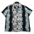 SUN SURF アロハシャツ 半袖 レーヨン ハワイアンシャツ M ネイビー 総柄 1950 復刻
