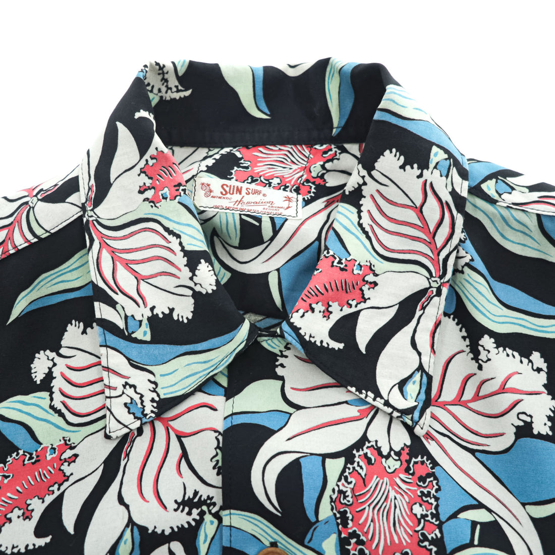 SUN SURF アロハシャツ 半袖 レーヨン ハワイアンシャツ M ネイビー 総柄 1950 復刻
