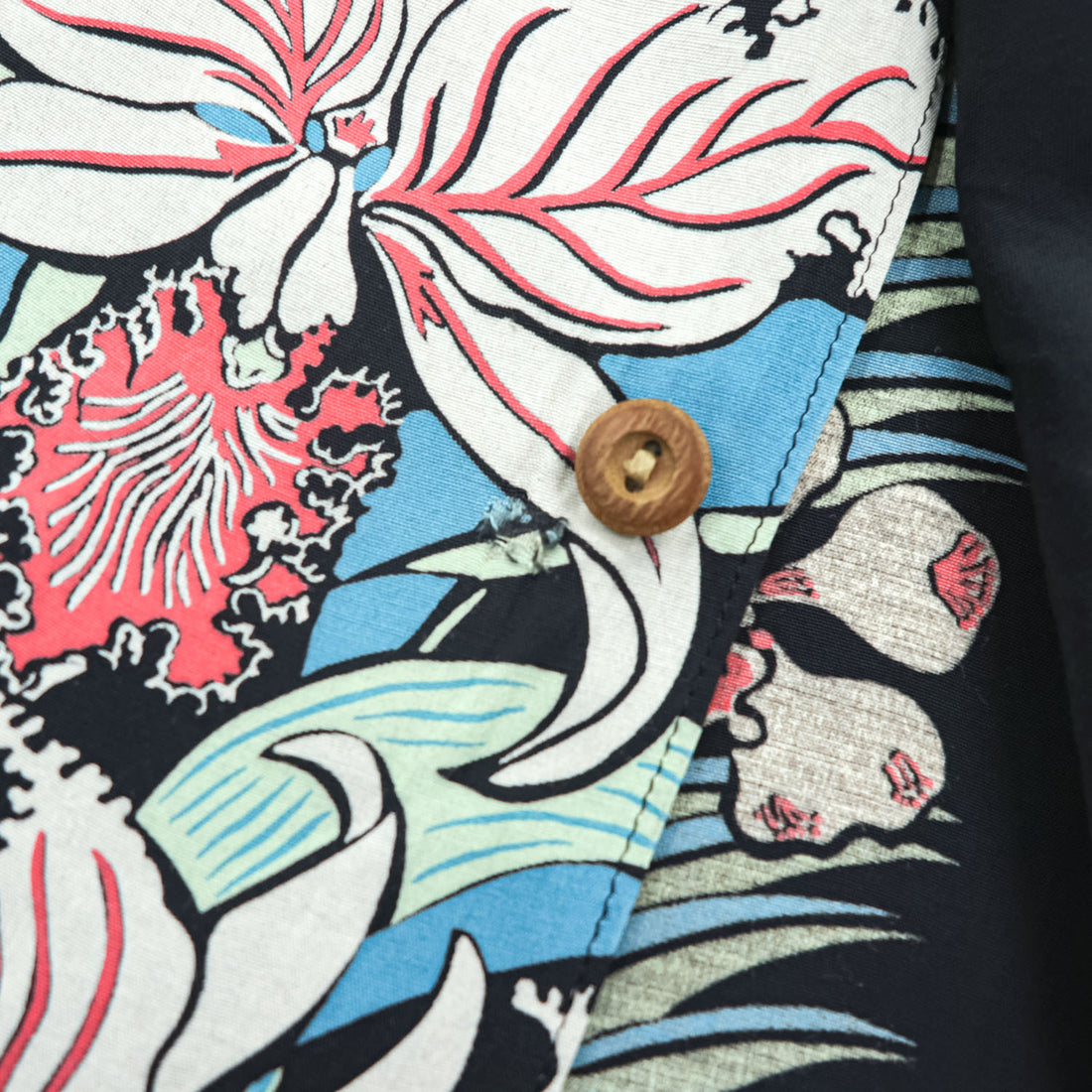 SUN SURF アロハシャツ 半袖 レーヨン ハワイアンシャツ M ネイビー 総柄 1950 復刻