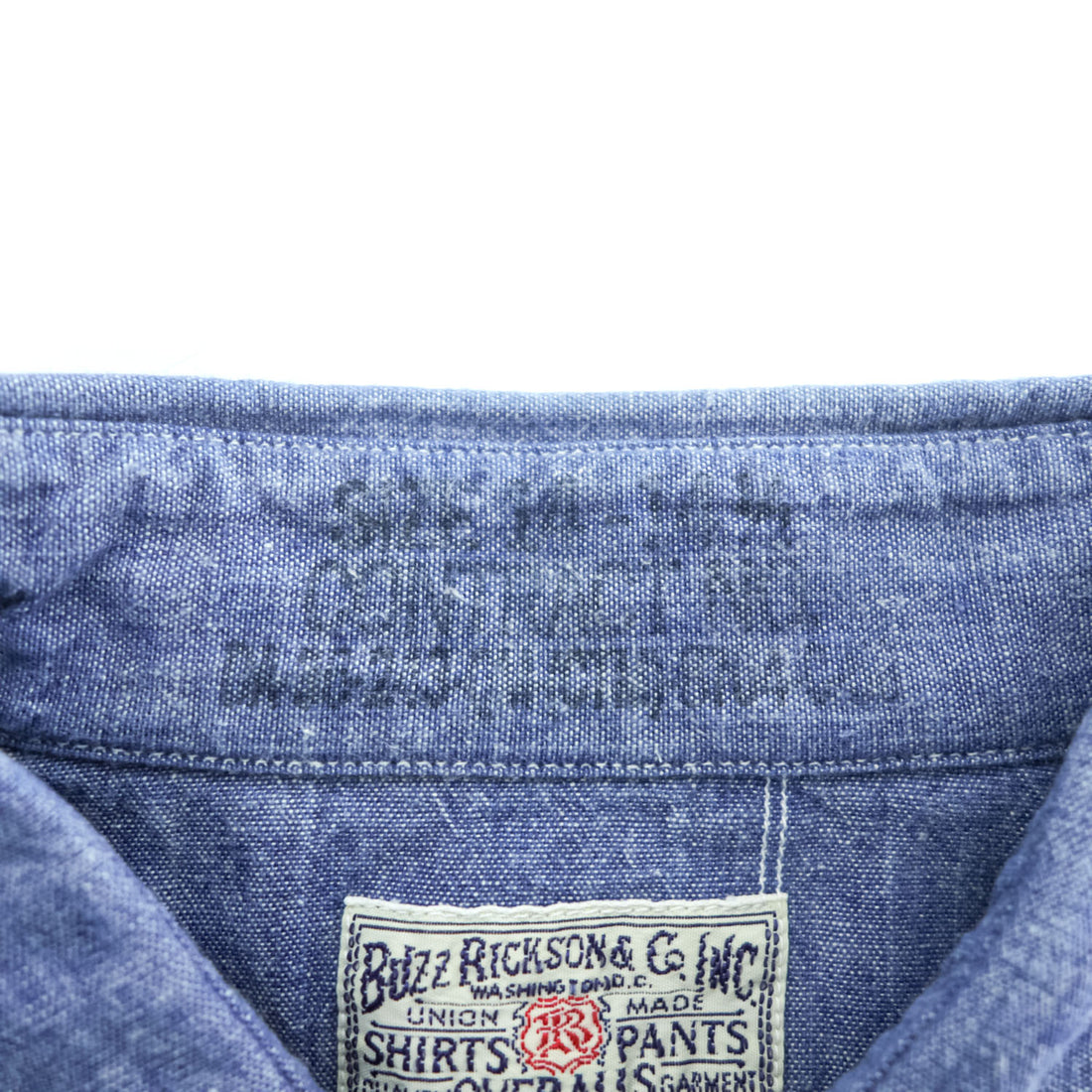 BUZZ RICKSON'S 日本製 長袖 シャンブレー ワークシャツ S インディゴ ブルー BR25995