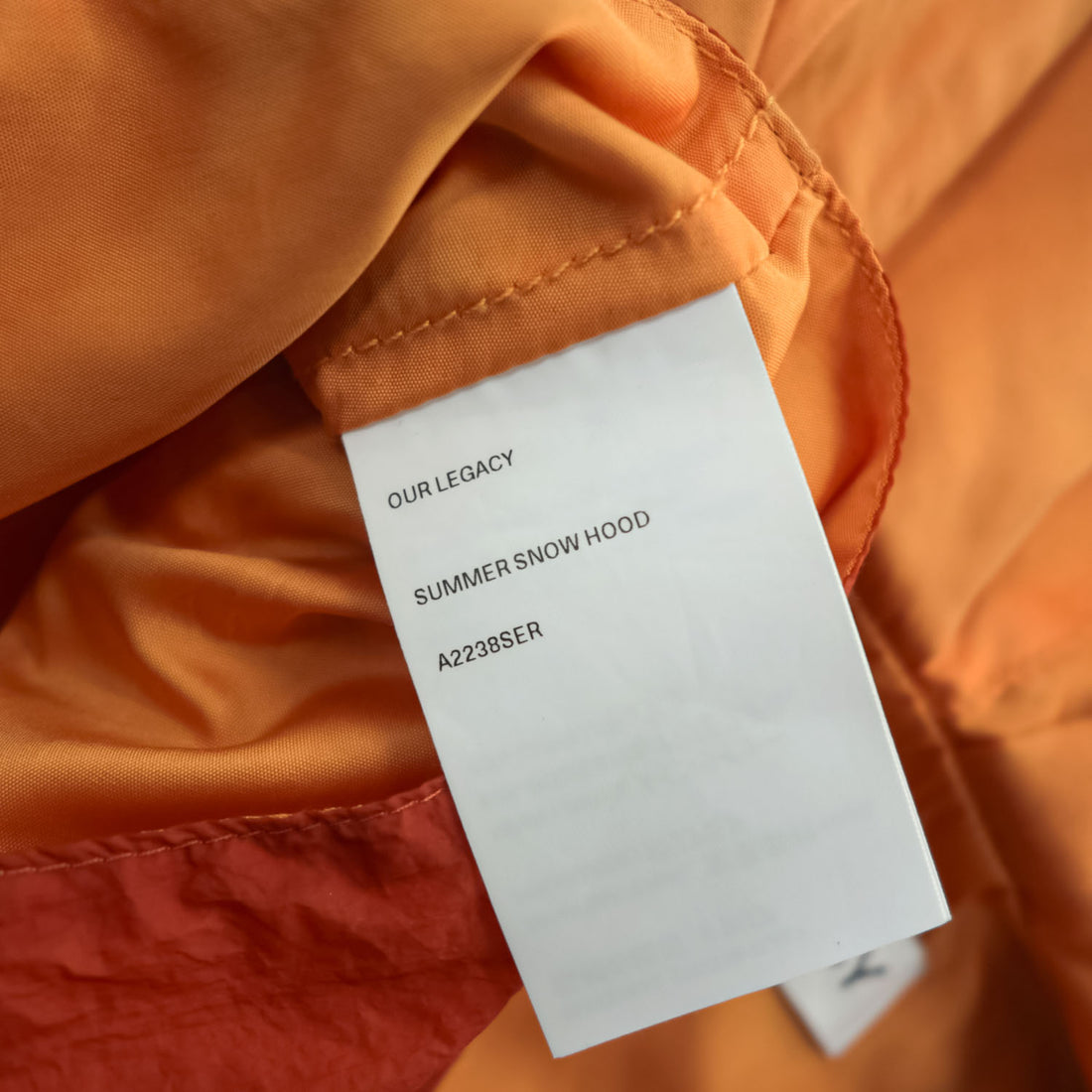 OUR LEGACY Summer Snow Hood Vest FREE Orange A2238SER Portugal Made