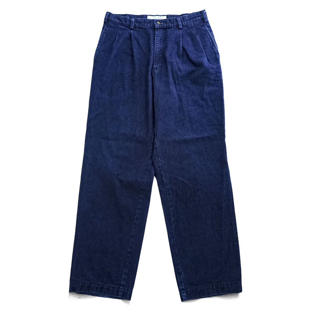 Levi's 90年代 ヴィンテージ 日本製 2タック プリーツ OFFICER デニム トラウザーズ スラックス パンツ L インディゴ ブルー 24417-12