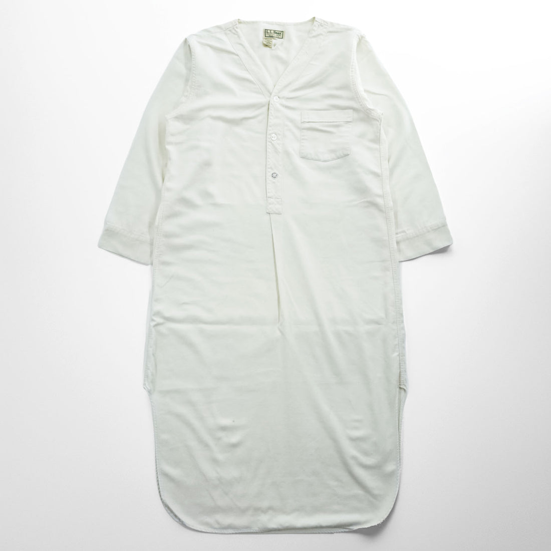 Vintage 80s L.L.Bean White Cotton Henley Nightshirt Made in USA Womens M
