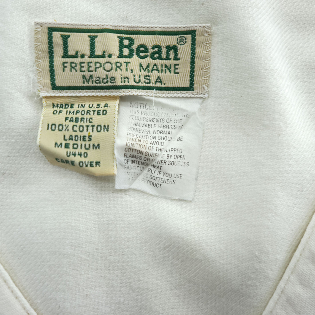 L.L.Bean 80年代 USA製 ヴィンテージ スリーピング シャツワンピース M ホワイト ヘンリーネック