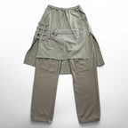 Leh LEH-1031 Sweat Layered Easy Pants Beige Cotton Poly Skirt Layered Pants Size M