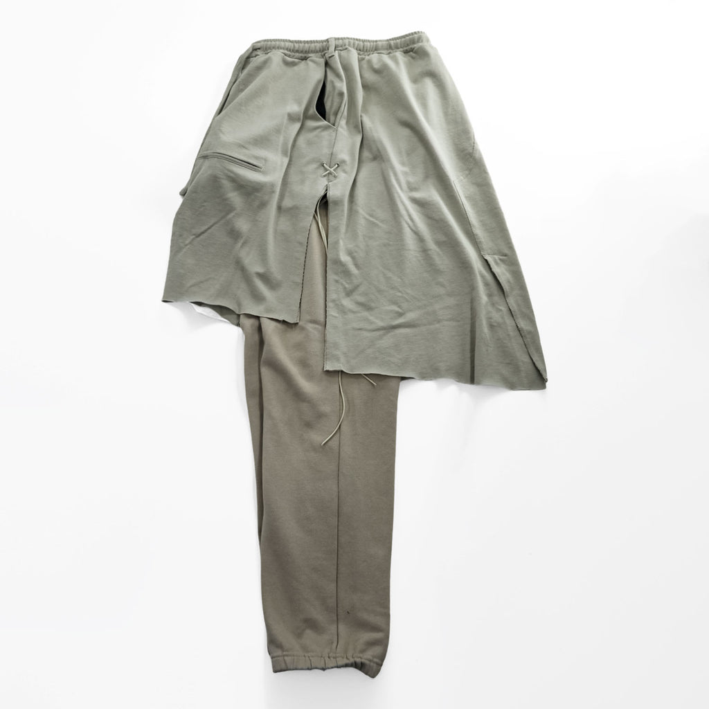 Leh LEH-1031 Sweat Layered Easy Pants Beige Cotton Poly Skirt Layered Pants Size M