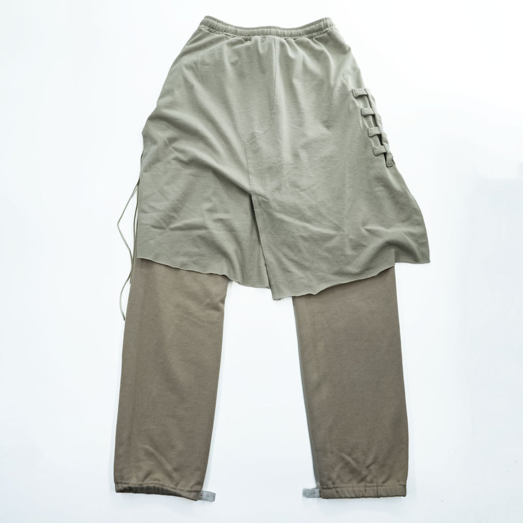 Leh LEH-1031 Sweat Layered Easy Pants Beige Cotton Poly Skirt Layered Pants Size M