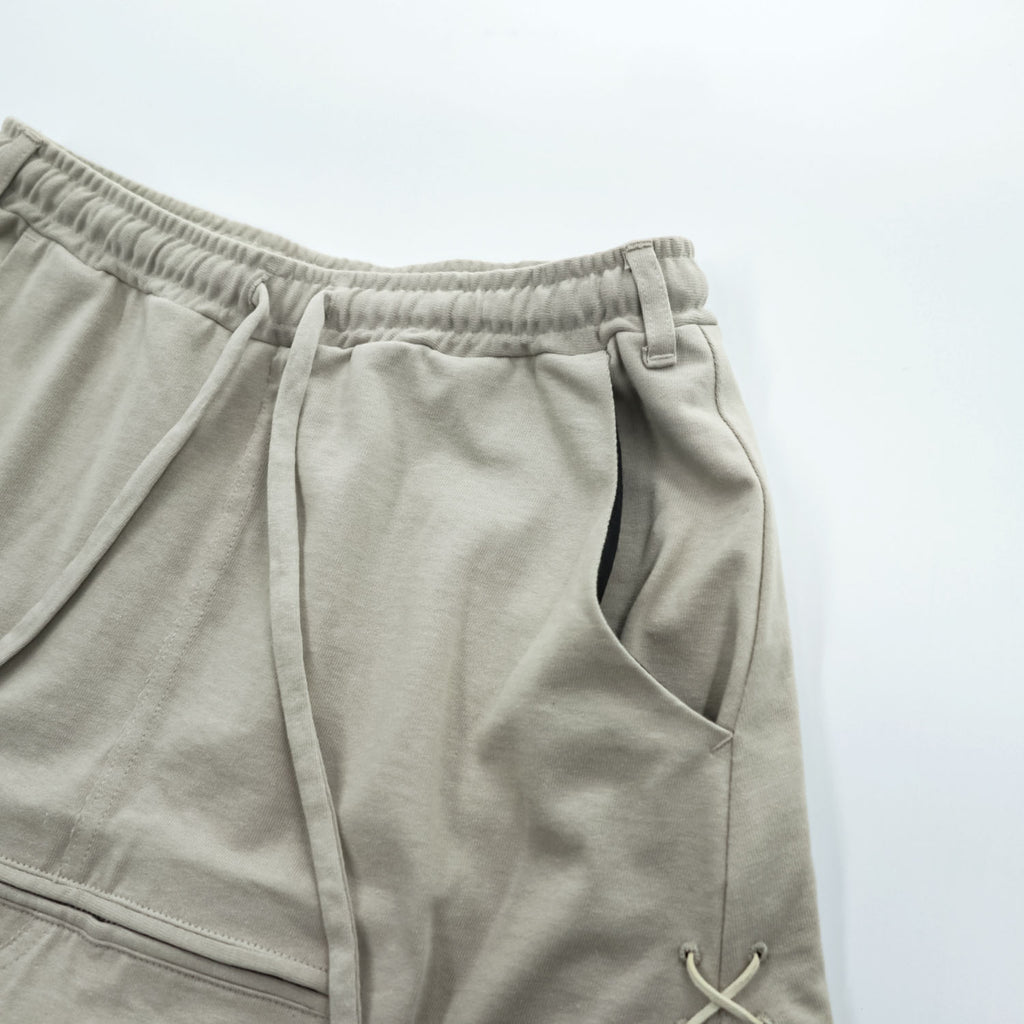Leh LEH-1031 Sweat Layered Easy Pants Beige Cotton Poly Skirt Layered Pants Size M