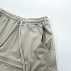 Leh LEH-1031 Sweat Layered Easy Pants Beige Cotton Poly Skirt Layered Pants Size M