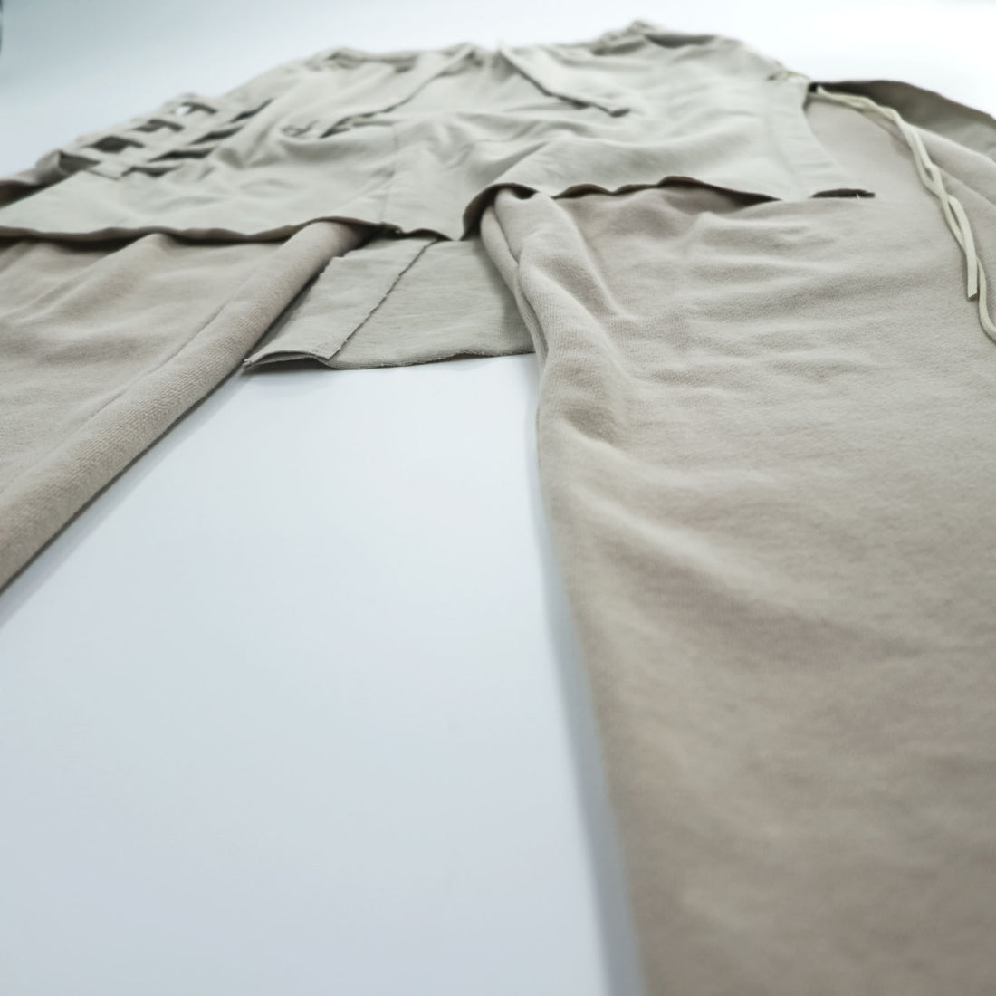 Leh LEH-1031 Sweat Layered Easy Pants Beige Cotton Poly Skirt Layered Pants Size M