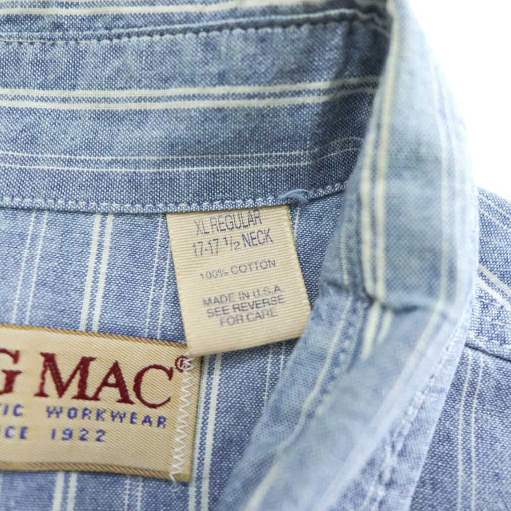 BIG MAC 90年代 USA製 ヴィンテージ 長袖 ワークシャツ XL ブルー ストライプ