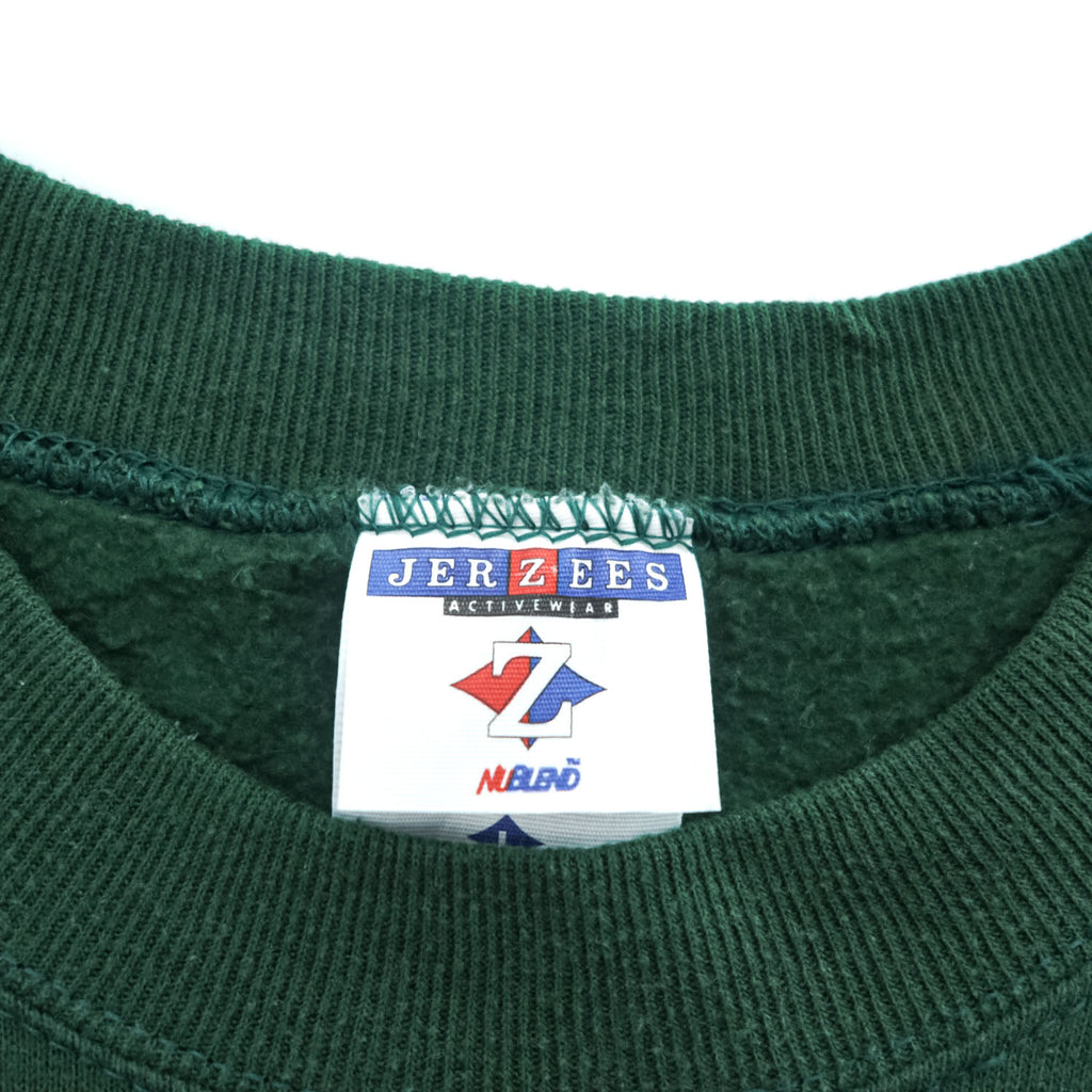 JERZEEZ 90年代 USA製 ヴィンテージ ブランク スウェット トレーナー L グリーン 裏起毛 コットンポリ 無地