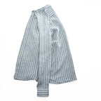 J.CREW 長袖 リネン ストライプシャツ XL ブルー ホワイト 麻100% 胸ポケット