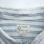 J.CREW 長袖 リネン ストライプシャツ XL ブルー ホワイト 麻100% 胸ポケット
