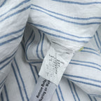 J.CREW 長袖 リネン ストライプシャツ XL ブルー ホワイト 麻100% 胸ポケット