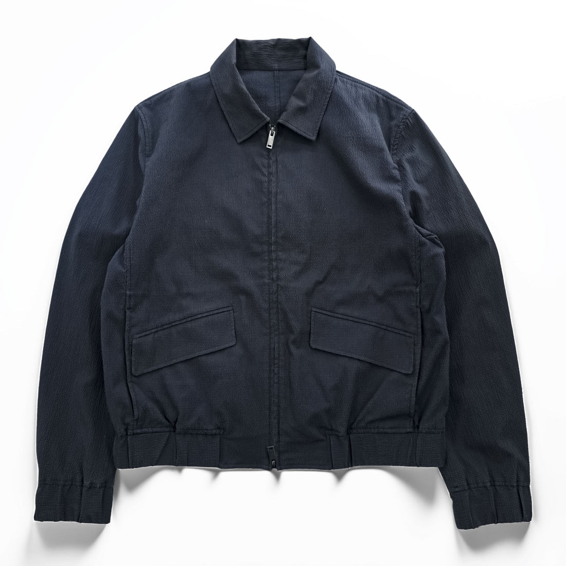 COS Textured Cotton Blend Zip Blouson Jacket Navy Blue Harrington Style Size M Made in Turkey