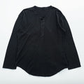 BRU NA BOINNE 日本製 サーマル ワッフル ヘンリーネック 長袖 ロングスリーブ Tシャツ ロンT L ブラック 8134-2-L