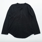 BRU NA BOINNE 日本製 サーマル ワッフル ヘンリーネック 長袖 ロングスリーブ Tシャツ ロンT L ブラック 8134-2-L