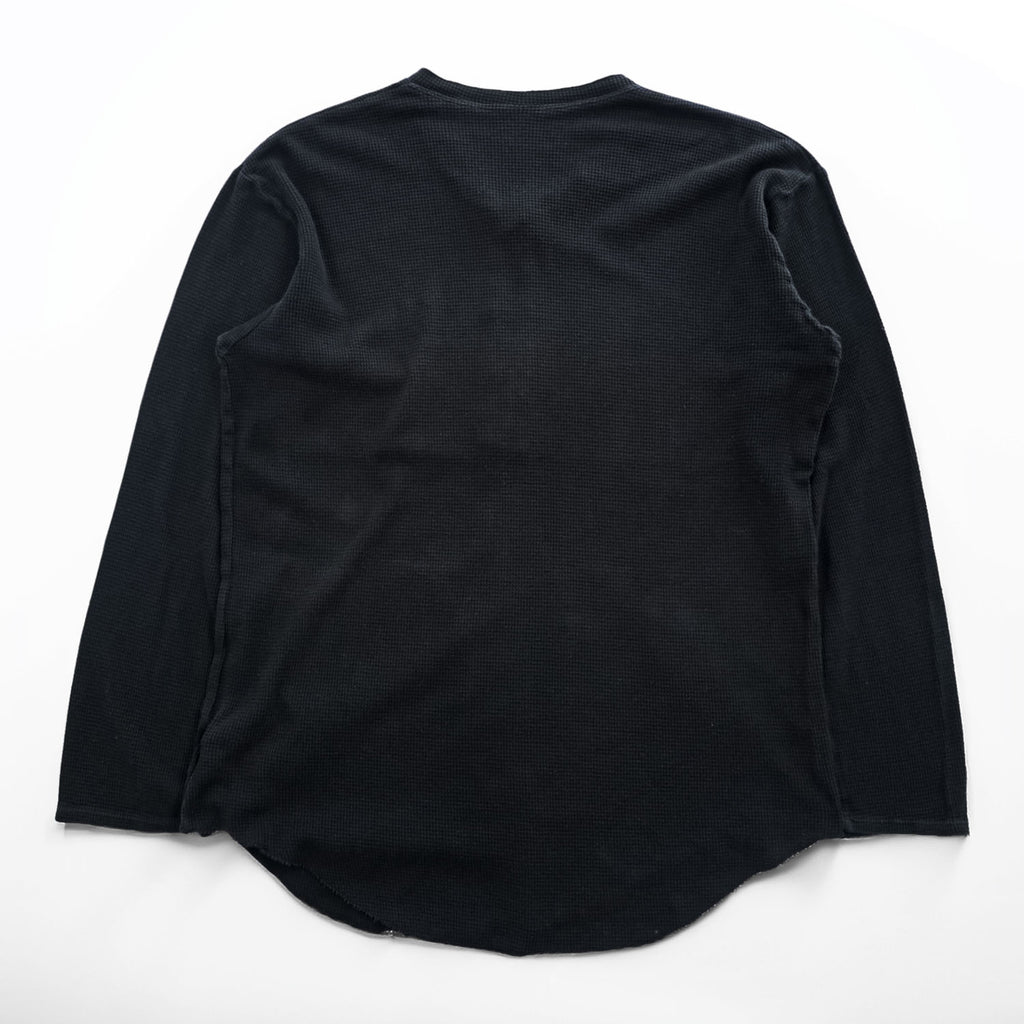 BRU NA BOINNE 日本製 サーマル ワッフル ヘンリーネック 長袖 ロングスリーブ Tシャツ ロンT L ブラック 8134-2-L