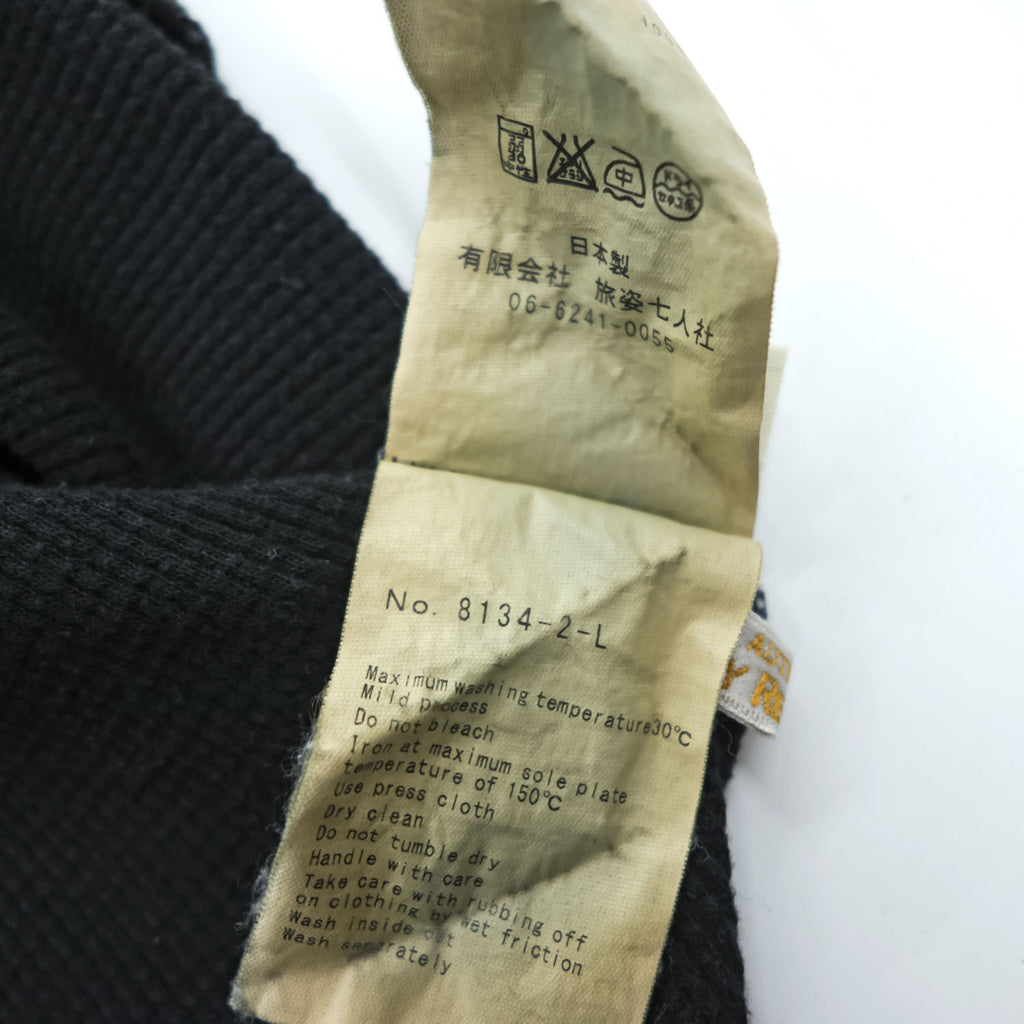 BRU NA BOINNE 日本製 サーマル ワッフル ヘンリーネック 長袖 ロングスリーブ Tシャツ ロンT L ブラック 8134-2-L