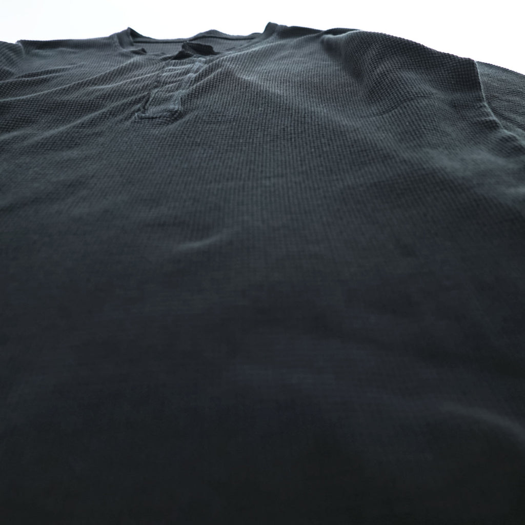 BRU NA BOINNE 日本製 サーマル ワッフル ヘンリーネック 長袖 ロングスリーブ Tシャツ ロンT L ブラック 8134-2-L