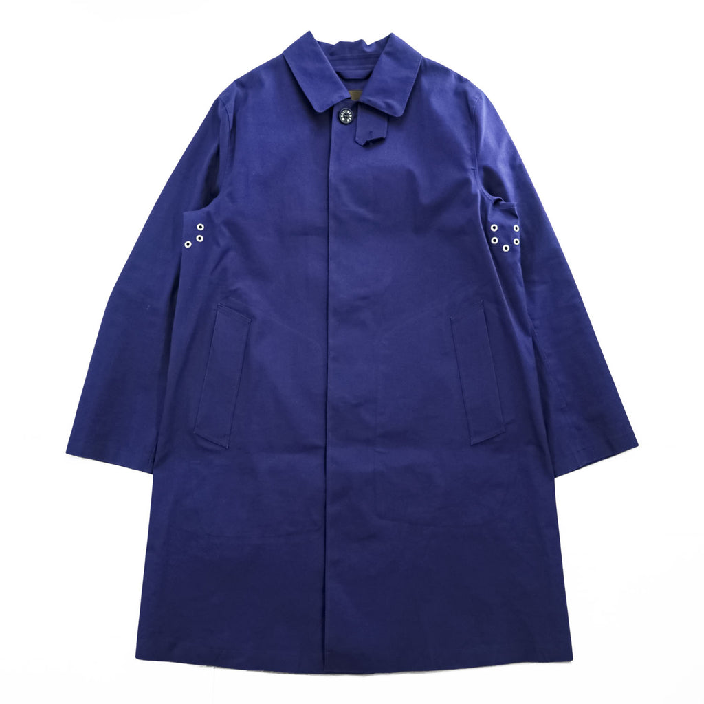 MACKINTOSH LONDON 英国製 ゴム引き ステンカラーコート L ネイビー 防水 比翼 GENUINE HANDMADE スコットランド製