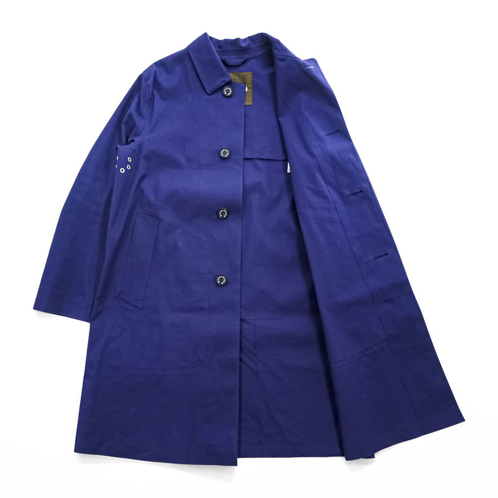 MACKINTOSH LONDON 英国製 ゴム引き ステンカラーコート L ネイビー 防水 比翼 GENUINE HANDMADE スコットランド製