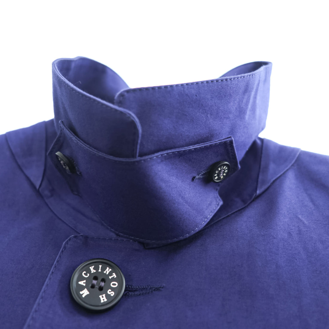 MACKINTOSH LONDON 英国製 ゴム引き ステンカラーコート L ネイビー 防水 比翼 GENUINE HANDMADE スコットランド製