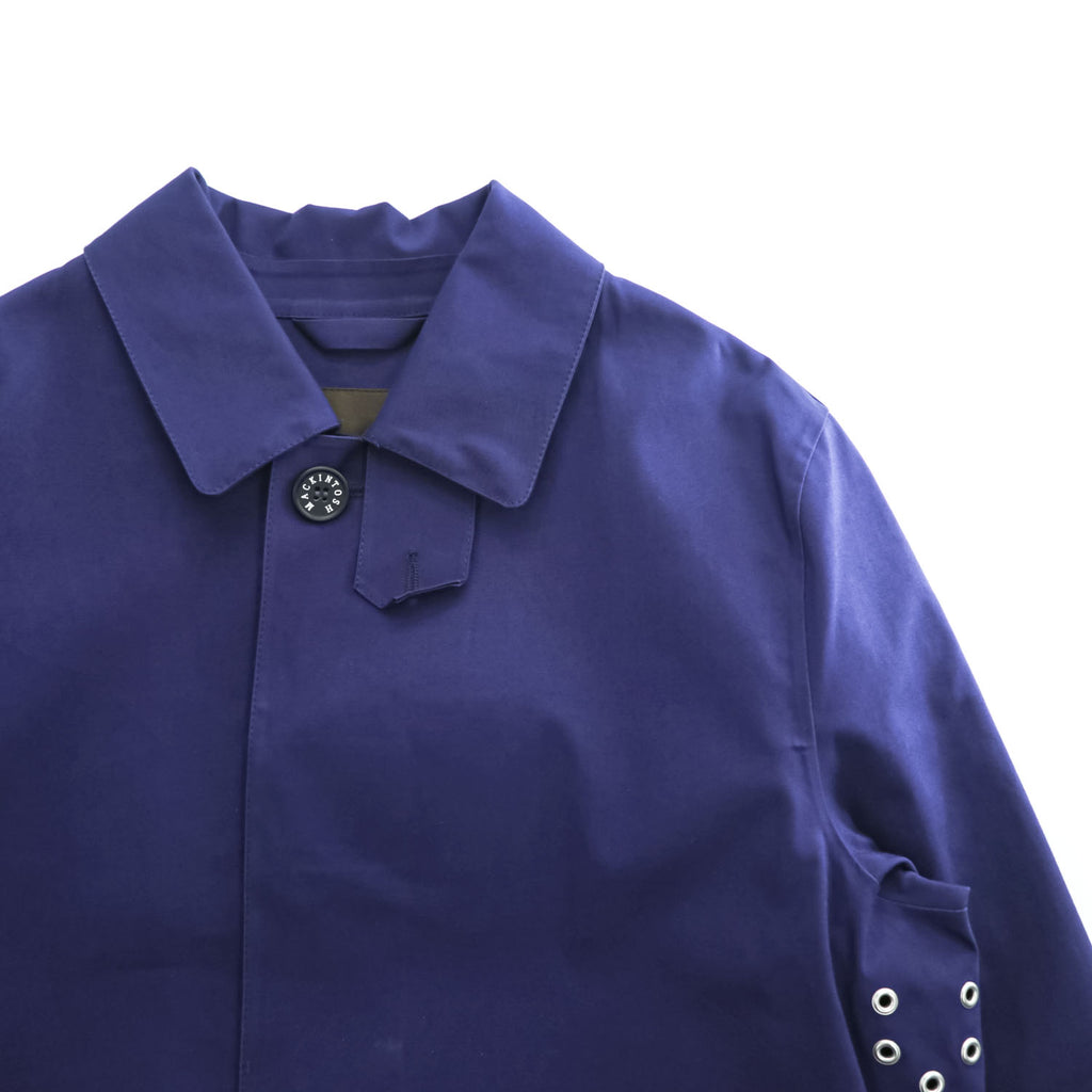 MACKINTOSH LONDON 英国製 ゴム引き ステンカラーコート L ネイビー 防水 比翼 GENUINE HANDMADE スコットランド製