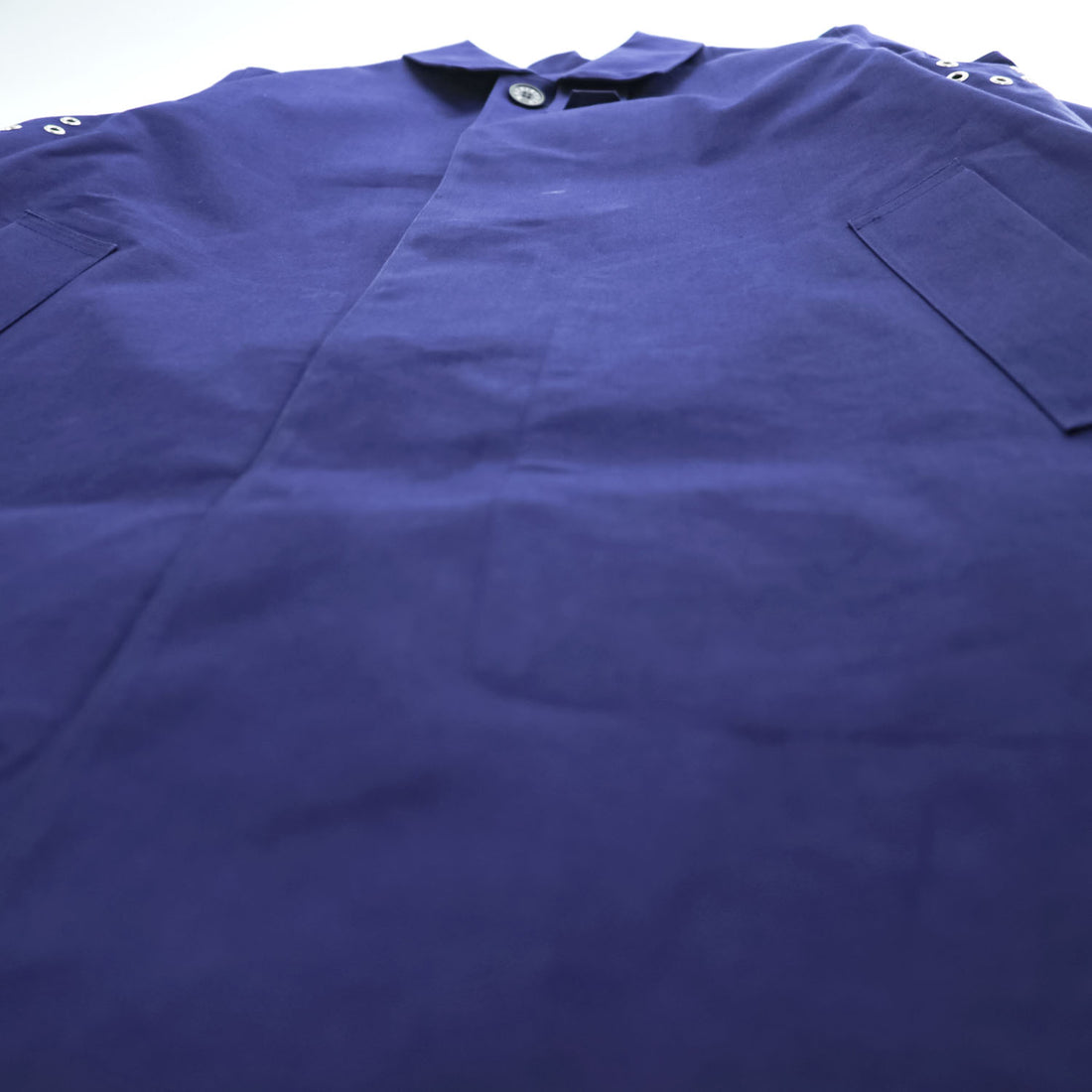 MACKINTOSH LONDON 英国製 ゴム引き ステンカラーコート L ネイビー 防水 比翼 GENUINE HANDMADE スコットランド製
