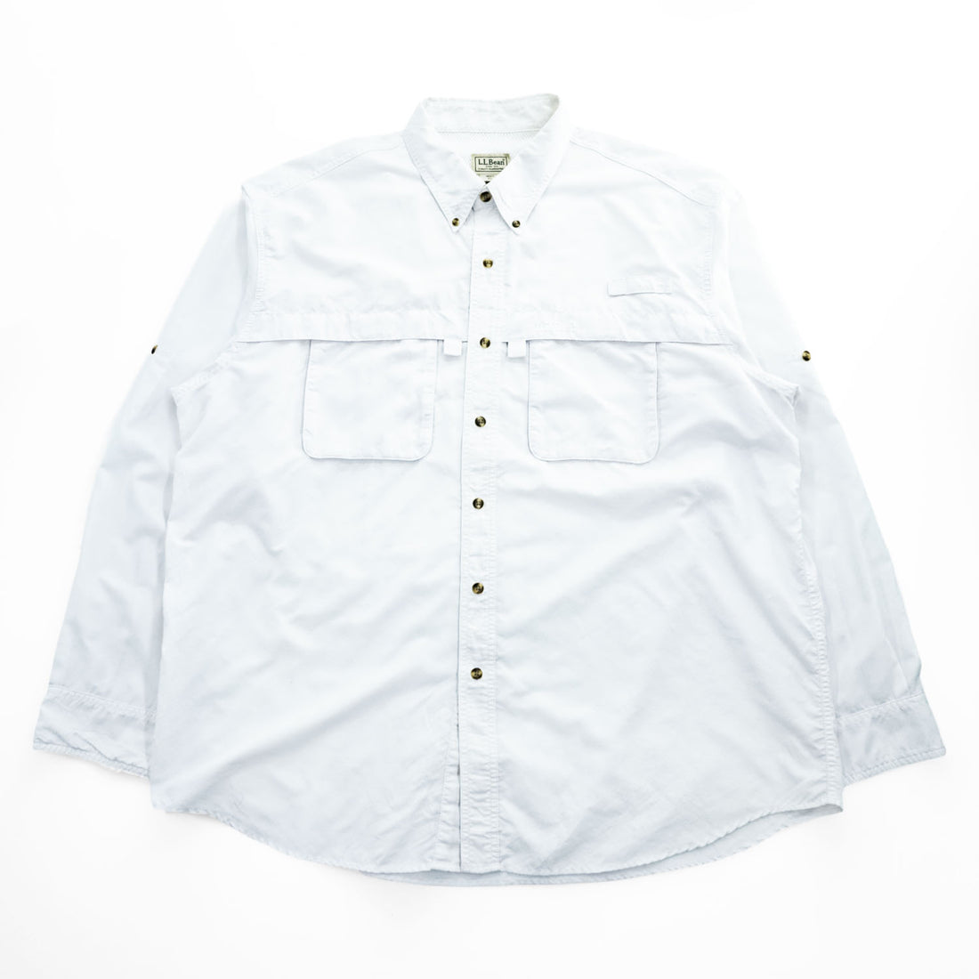 L.L.Bean Fishing Long-Sleeve Button-Down Shirt XL White Mesh PD24