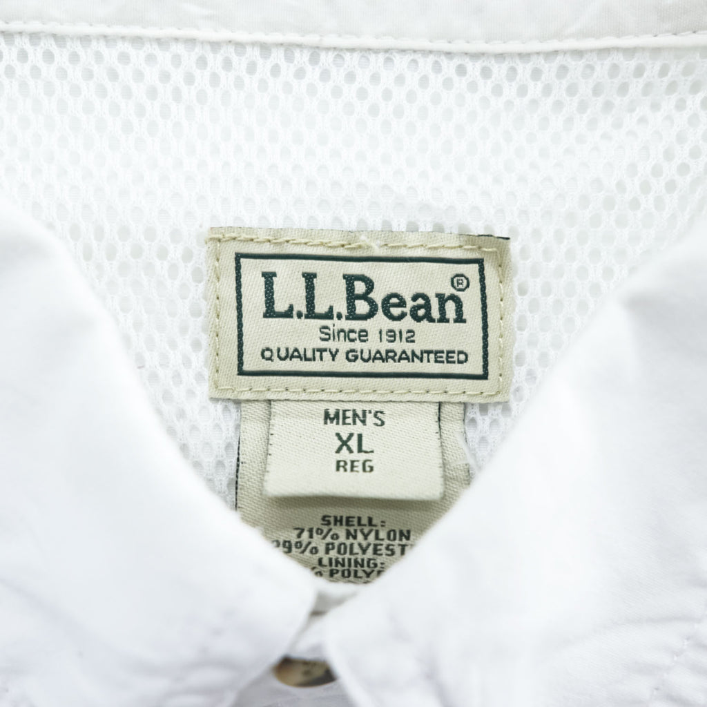 L.L.Bean フィッシング 長袖 ボタンダウンシャツ XL ホワイト メッシュ PD24