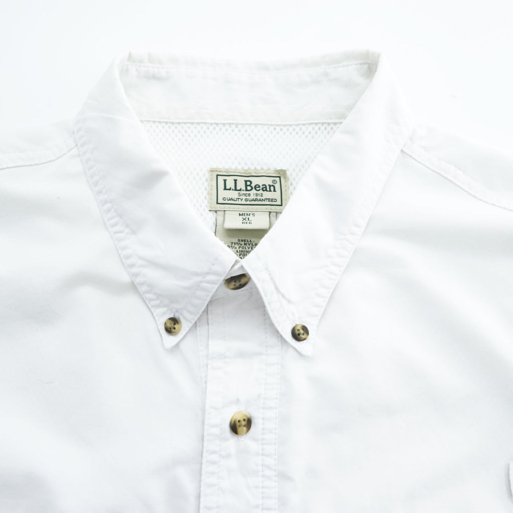 L.L.Bean フィッシング 長袖 ボタンダウンシャツ XL ホワイト メッシュ PD24