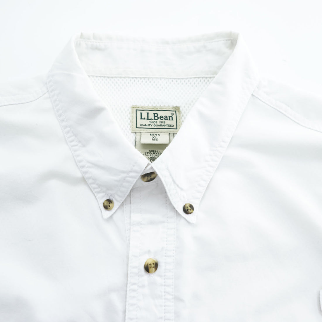 L.L.Bean フィッシング 長袖 ボタンダウンシャツ XL ホワイト メッシュ PD24
