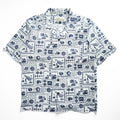 Patagonia パタロハ pataloha オープンカラー 開襟 ヘンプ アロハシャツ Limited Edition ブルー ホワイト 総柄 ココナツボタン 52550