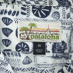 Patagonia パタロハ pataloha オープンカラー 開襟 ヘンプ アロハシャツ Limited Edition ブルー ホワイト 総柄 ココナツボタン 52550