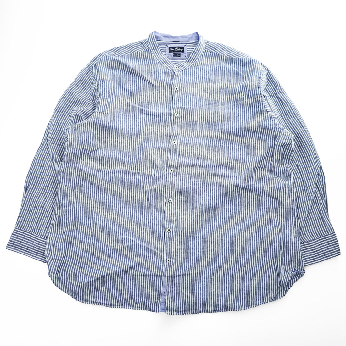 Tom Rusborg of Copenhagen Pure Linen Striped Shirt Blue White Long Sleeve Euro Casual Shirt