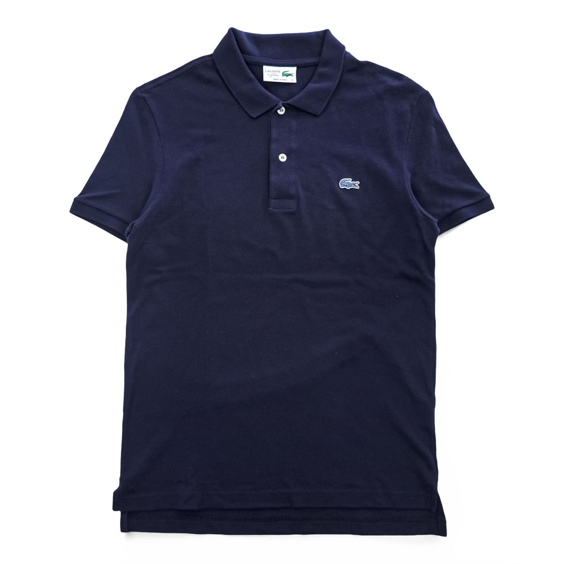 LACOSTE Rugby Shirt, Size M, Navy, with a single logo, collaboration with J.Crew, Made in Peru, pique knit, FA12471