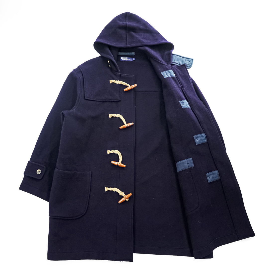 Polo Ralph Lauren 1990s Vintage USA-Made Coat, Size L, Navy, Melton Wool