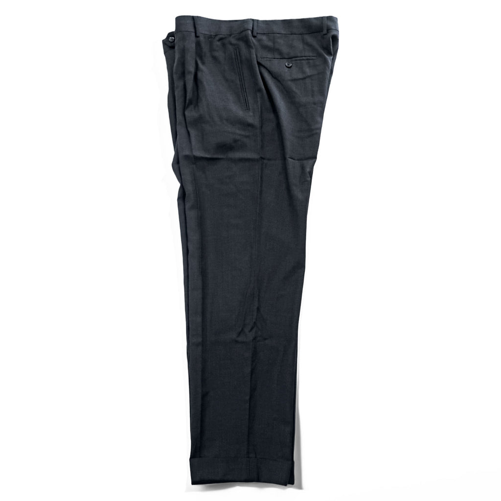 HUGO BOSS タック スラックス パンツ L グレー ダブルカフス センタープレス