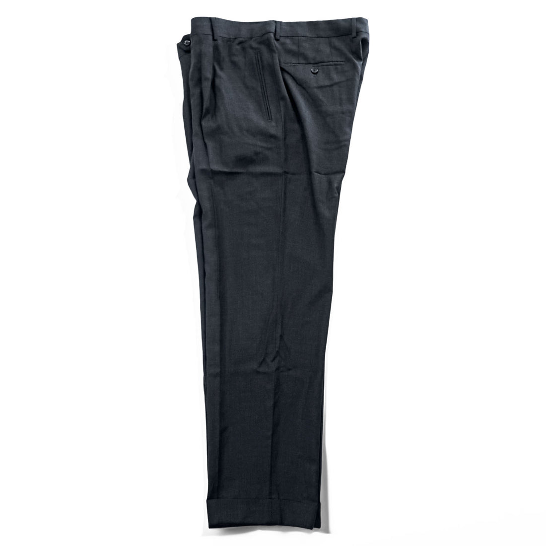 HUGO BOSS タック スラックス パンツ L グレー ダブルカフス センタープレス